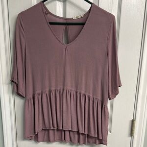 Vestique Pink Ruffled Asymmetrical Blouse